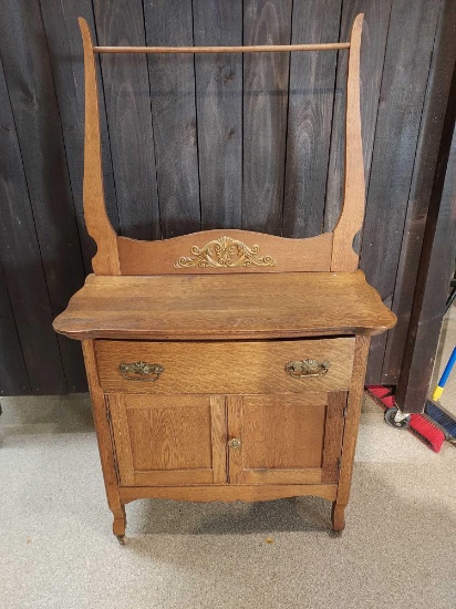 Oak Washstand with Applied Carving