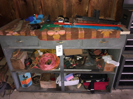 Wooden Garage Cabinet and Contents