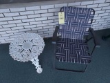 Folding Lawn Chair and Metal Side Table