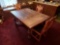 Wooden Dining Table and 6 Cushioned Chairs, 2 chairs are badly damaged not pictured