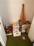 contents of closet, puzzles, books, instrument and more