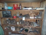 Chair and Shelf Contents - Mason Jars, Tools, Assorted Craft Materials, and more