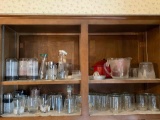 contents of kitchen cupboards, glasses, plates, mugs, bowls and more