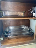 contents of kitchen cupboards, Pyrex, tea kettle and more