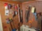 Contents of peg board, saws, cords, hand tools, hardware