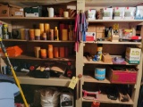 Candles, hoses, light bulbs, tools, hardware, contents of shelves