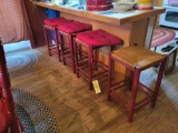 4 Rush seat bar stools