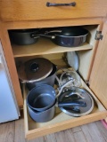 Contents of kitchen cupboards, pots pans, glassware