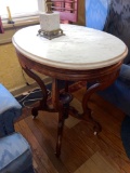 Granite Top Oval End Table and Lamp