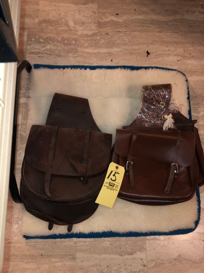 2 leather saddle bags and saddle pad