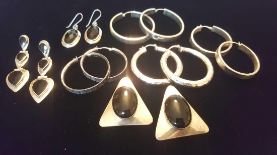 7 pairs of sterling silver earrings