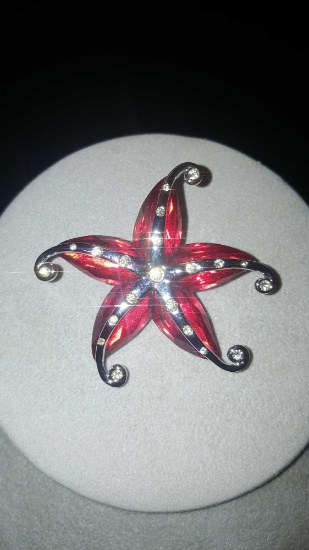 Swarovski crystal starfish pin