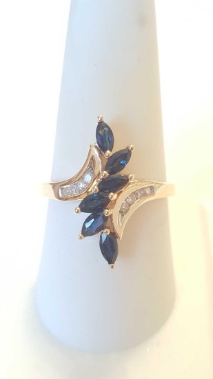 14k gold Sapphire and diamond ring