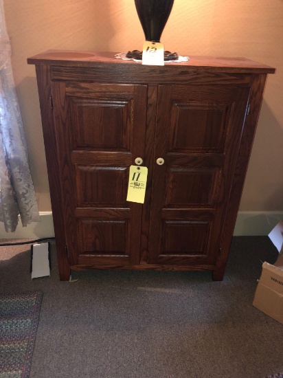 Oak Two Door Adjustable Shelves Cabinet