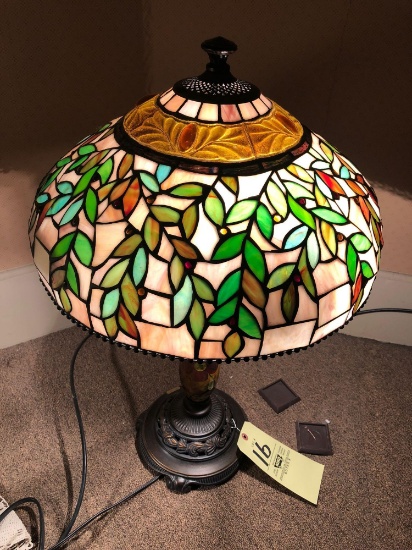 Antique Roadshow Dale Tiffany Inc. Slag Glass Shade with painted and metal base