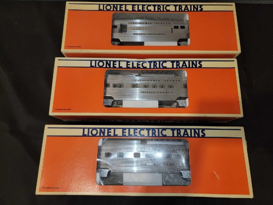 (3) Lionel California Zephyr Train Cars