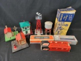 Assorted Train Accessories and Train Cars