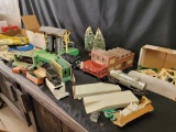 Assorted Train Cars, Accessories, and Buildings
