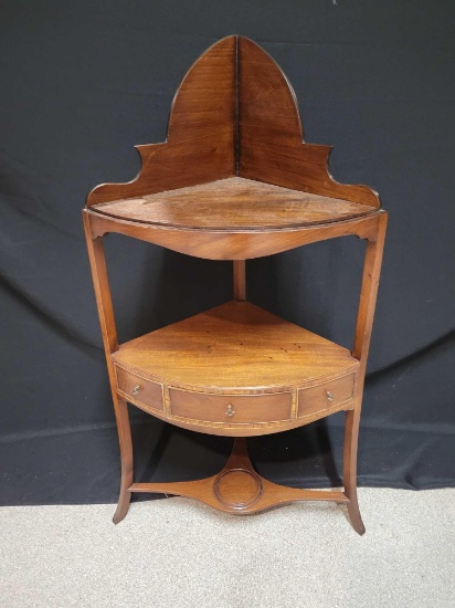 Antique dainty walnut bowl and pitcher stand