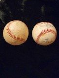 2 signed autographed baseballs 1 team with Rocky Colavito 1 unknown on American League