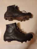 Early 1900s Stack Leather Football Cleats game used black