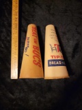 2 Vintage Old Tip Top Bread & Cakes Pittsburgh Pirates Bucs paper megaphones
