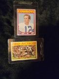 Roger Staubach 1972 Topps Football Rookie RC card plus Pro Action RC Dallas Cowboys