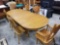 Solid Oak extension table with 6 pressback chairs