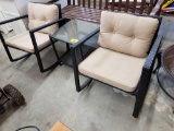 2 patio chairs and end table