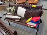 park bench, pillows