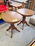pair of solid oak end stands