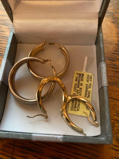 10k gold earrings (smaller), sterling silver earrings