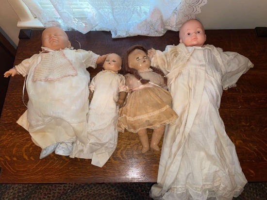 early baby dolls, composite, 4 dolls totals