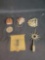 Metal decor items, switch plate, door knocker, pottery piece