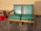 Oak 2 pc love seat with padded seats