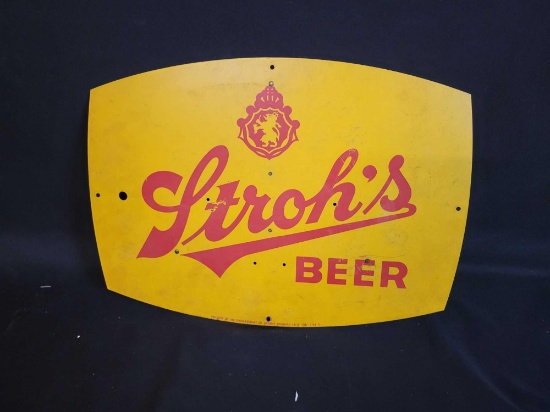 Stroh's beer metal sign