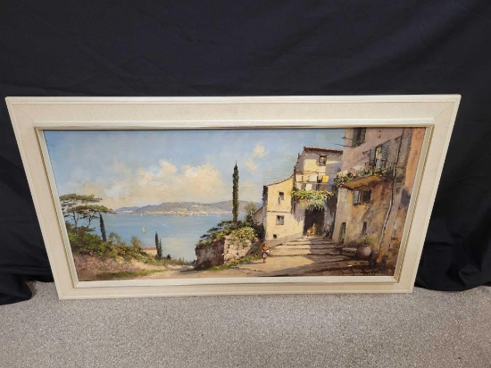 Oil on canvas by Vallane, 45 x 26 frame size