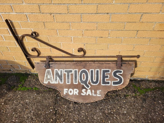 Hand painted Antique sign with early iron frame