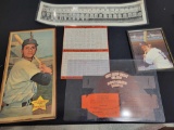 Yastrzemski, Munson framed pictures, Reds and Whites laminated yard long, 1962 schedule, souvenir