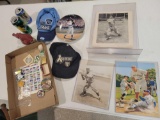 Stan Musial photo, baseball stamps, pictures, hats, Razerbacks figure