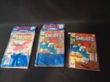 Pair of Smurf #1,2,3 sets in plastic, loose #3 comic