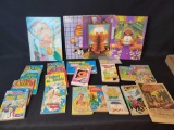 Archie, Heathcliff, assorted paperback books, Garfield folders