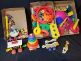 Wood and plastic childs toys, some Fisher Price and Kiddicraft
