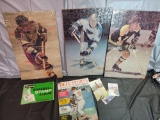3 Hockey puzzles, Baseball stamp album, Dell magazine