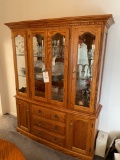 Solid Oak glass front china cabinet