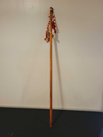 Japanese Mt. Fuji walking stick with markings and flags