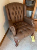 tufted leather Queen Anne chair