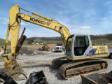 Kobelco SK160LC Excavator w/46in bucket, manual thumb, 24in tracks, 5,303 hrs., ser. #YM03-U1147