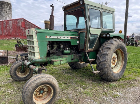 Oliver 1850 Tractor over/under, hydraulic shift, 7570hrs, cab, dual remotes, 540/1000PTO, 3pt,