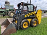 2012 NH L213 skid steer with mat. bucket, manure forks and homemade pallet forks, 2300 hours